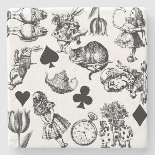 Classic Alice adventures in wonderland characters Stone Coaster