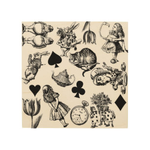 Classic Alice adventures in wonderland characters Wood Wall Art