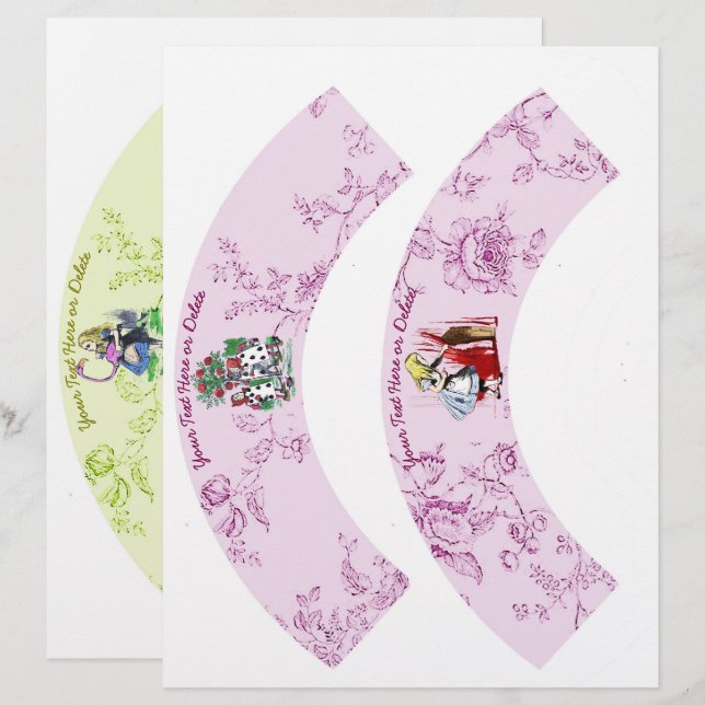 Classic Alice custom cupcake wrappers to cut out  (Front/Back)