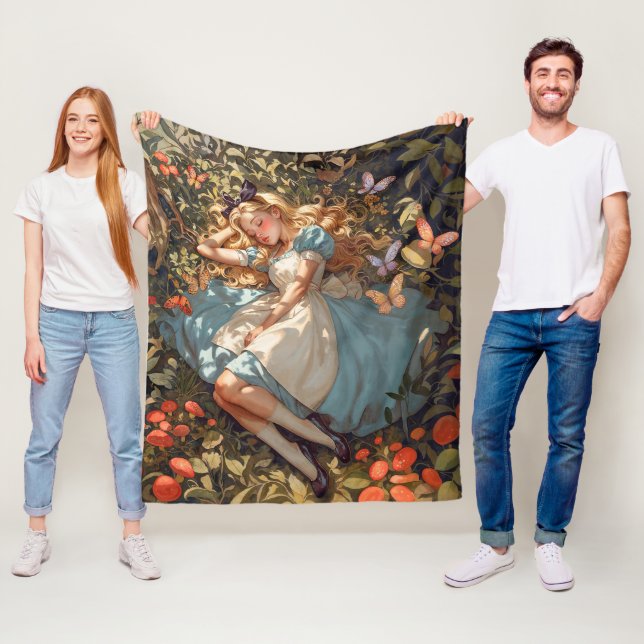 Classic Alice dreaming of Wonderland Fleece Blanket (In Situ)