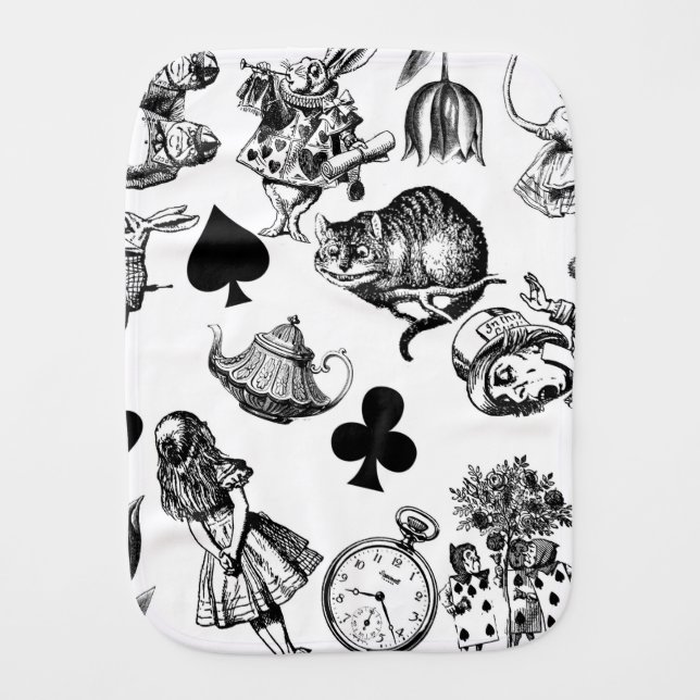  Classic Alice in Wonderland Characters: Original  Baby Burp Cloth (Front)