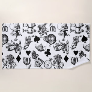 Classic Alice in Wonderland Characters: Original Beach Towel
