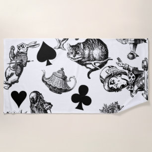 Classic Alice in Wonderland Characters: Original Beach Towel
