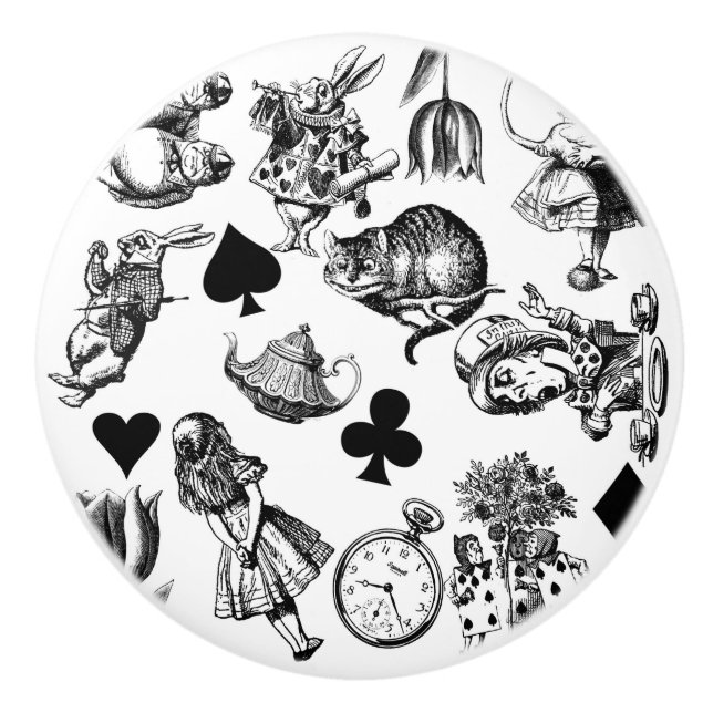  Classic Alice in Wonderland Characters: Original  Ceramic Knob (Front)