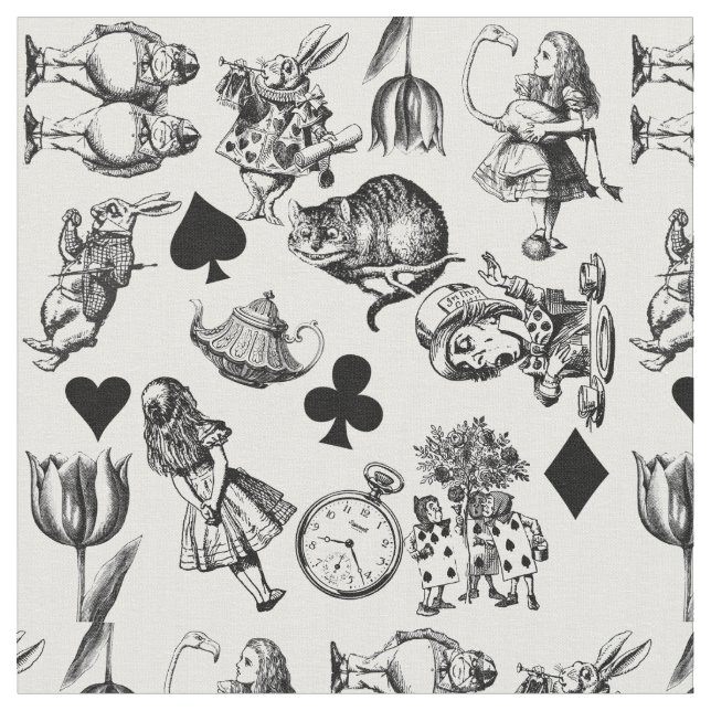  Classic Alice in Wonderland Characters: Original  Fabric (Close Up)