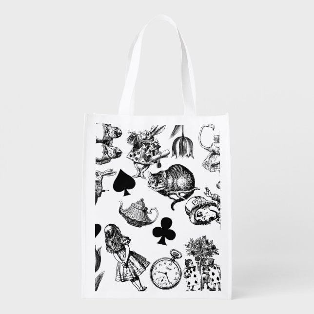 Classic Alice in Wonderland Characters: Original  Grocery Bag (Back)