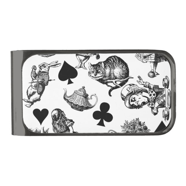 Classic Alice in Wonderland Characters: Original Gunmetal Finish Money Clip (Front)