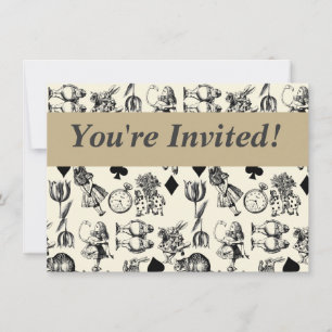 Classic Alice in Wonderland Characters: Original Invitation