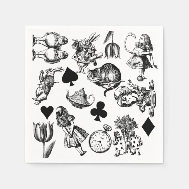  Classic Alice in Wonderland Characters: Original  Napkins (Front)