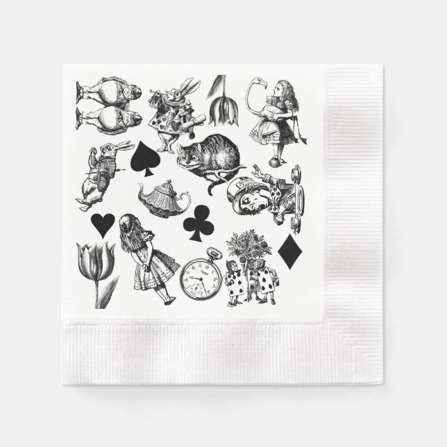  Classic Alice in Wonderland Characters: Original  Napkins (Front)
