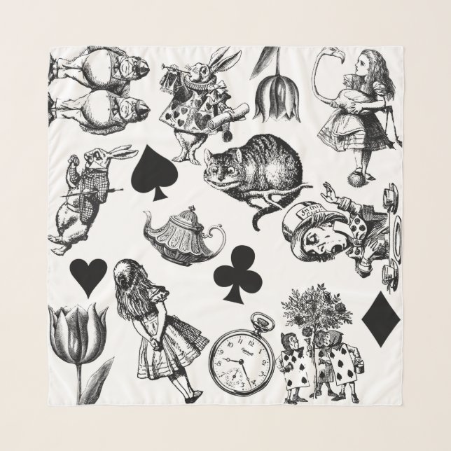  Classic Alice in Wonderland Characters: Original  Scarf (Front)