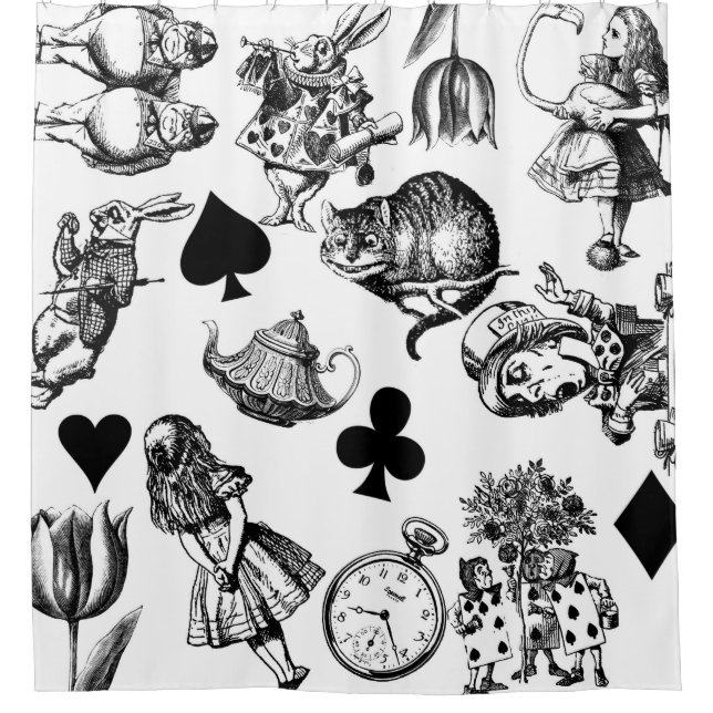  Classic Alice in Wonderland Characters: Original  Shower Curtain (Front)