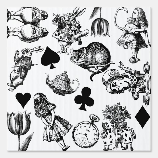  Classic Alice in Wonderland Characters: Original  Sign (Front)