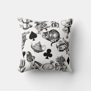Classic Alice in Wonderland Characters: Original Throw Pillow