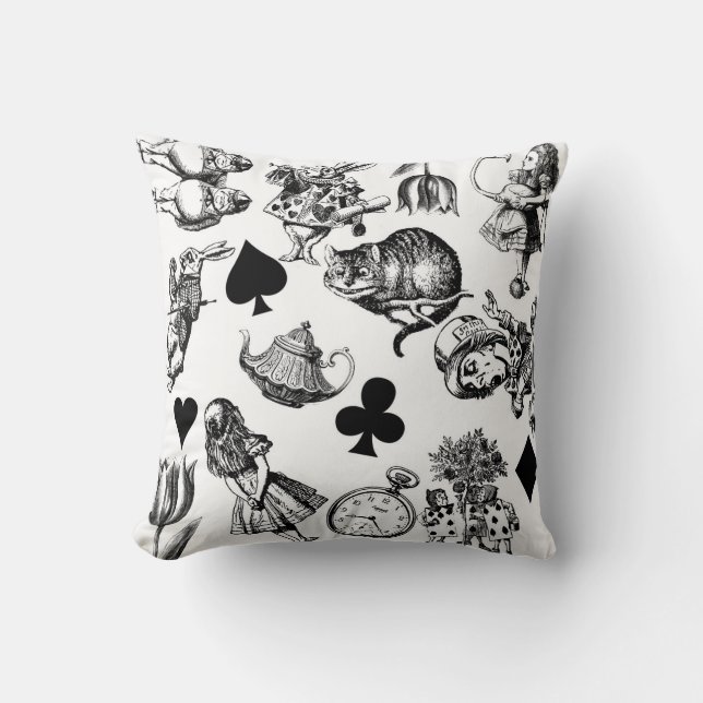  Classic Alice in Wonderland Characters: Original  Throw Pillow (Front)