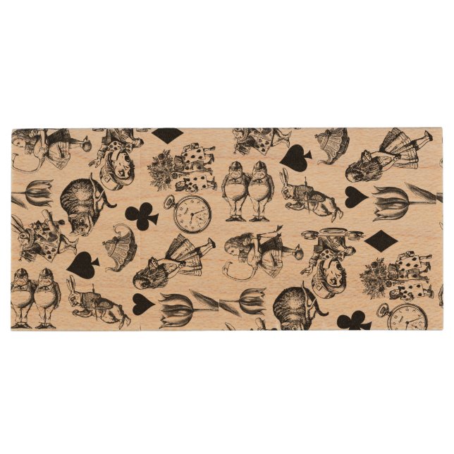  Classic Alice in Wonderland Characters: Original  Wood Flash Drive (Back)