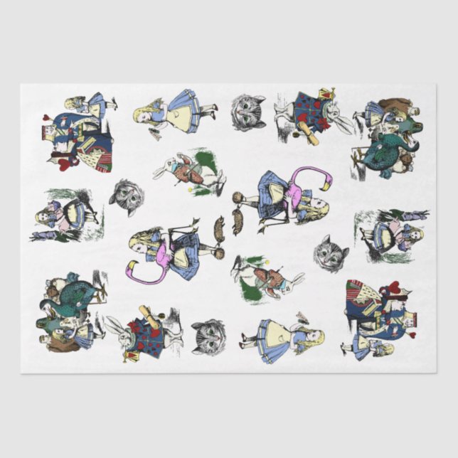 Classic Alice in Wonderland Rabbit Cheshire Cat Tissue Paper (Front)