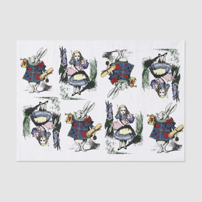 Classic Alice in Wonderland & White Rabbit Tissue Paper (Front)