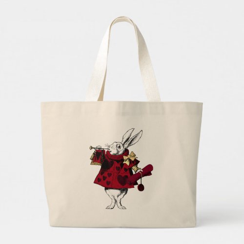 Classic Alice White Rabbit Tote Bag with Quote