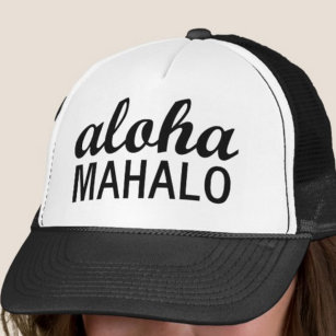 Classic Aloha Mahalo Typography Trucker Hat
