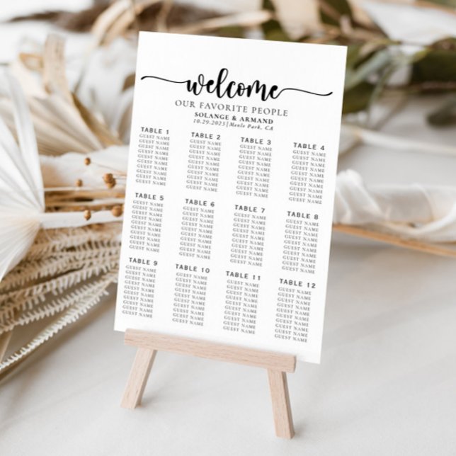 Classic Alphabetical Wedding Seating Chart  Foam Board (Creator Uploaded)
