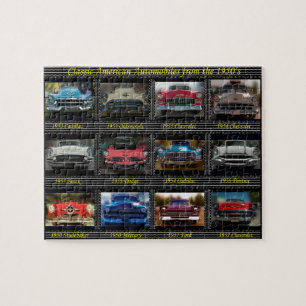 Classic American automobiles from the 1950's. Jigsaw Puzzle