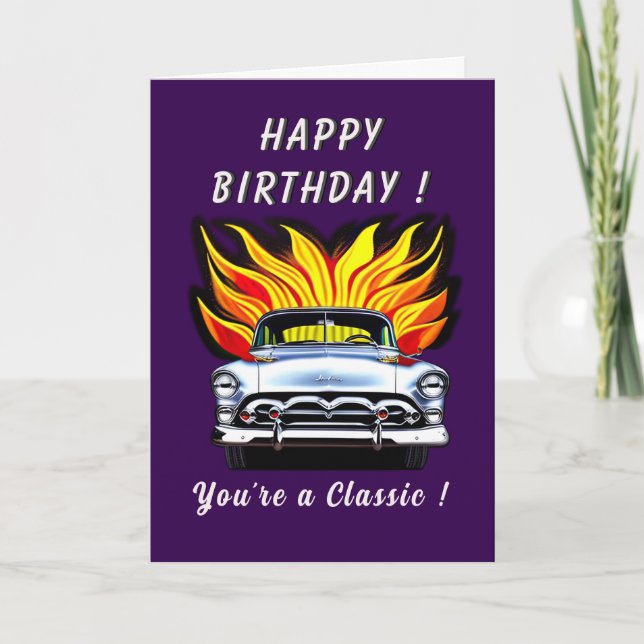 Classic American Car 1950s Lead Sled Birthday Card (Front)