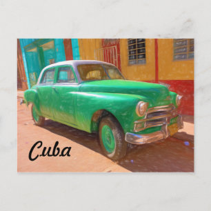 Classic American car in Havana, Cuba postcard