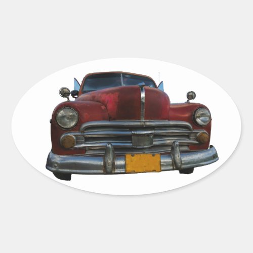 Classic American car in Vinales Cuba Oval Sticker