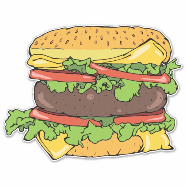 Classic American Cheeseburger Gourmet Burger Sticker (Front)