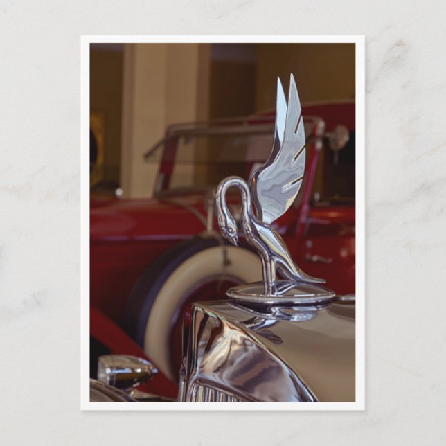 Classic American Chrome Hood Ornament Postcard (Front)