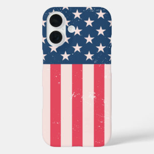 Classic American Flag Grunge iPhone 16 Case