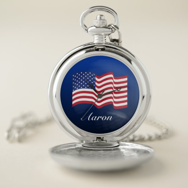 Classic American Flag Pocket Watch  (Inside)