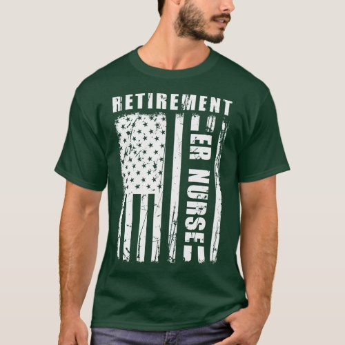 Classic American Flag Retirement ER Nurse Retired  T_Shirt