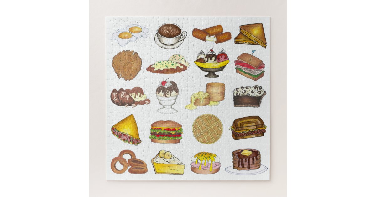 Classic American Greasy Spoon Roadside Diner Foods Jigsaw Puzzle