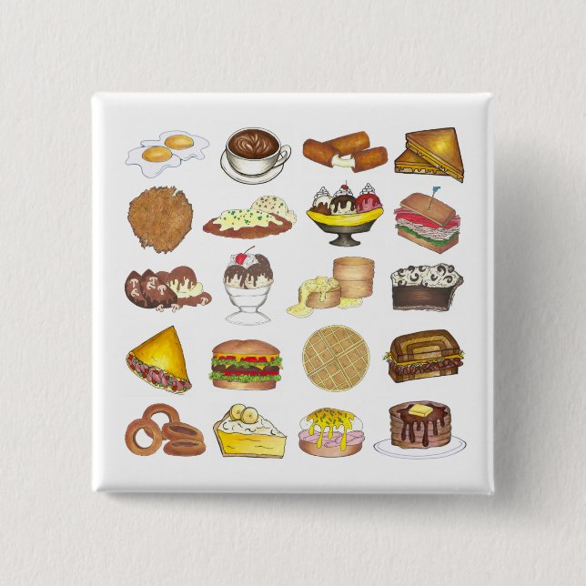 Classic American Lunch Counter Greasy Spoon Diner Button (Front)