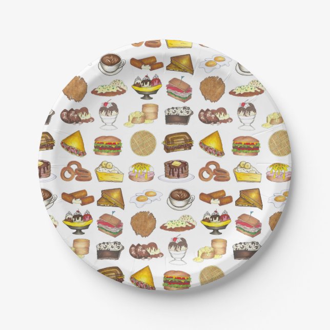 Classic American Lunch Counter Greasy Spoon Diner Paper Plates (Front)