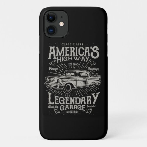 Classic American Muscle Car  Hotrods Highway iPhone 11 Case