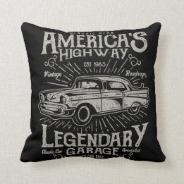 Classic American Muscle Car | Hotrod's Highway Throw Pillow