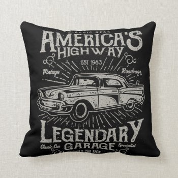 Classic American Muscle Car | Hotrod's Highway Throw Pillow by robby1982 at Zazzle