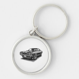 Classic American Muscle Car Retro Vintage 60s 70s Keychain