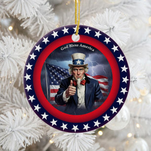 Classic American Patriotism Ceramic Ornament