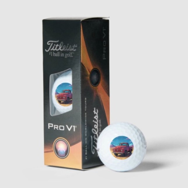 Classic American Pickup  Golf Balls (Red Truck Golf Balls Golf Balls Titleist 2023 Pro V1 high gradient core high flex casing layer. )