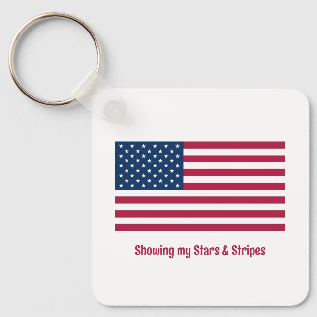 Classic American Pride with Flag Name Saying Event Keychain (Front)