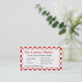 Classic American Red and White Farm House Gingham Business Card (Standing Front)