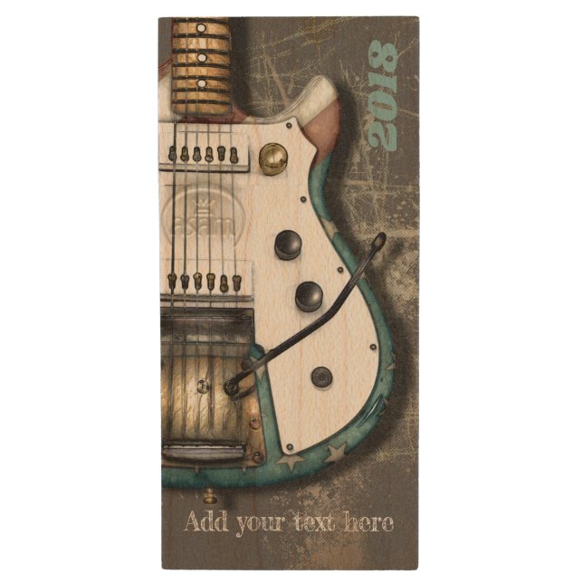 Classic Americana Electric Guitar Wood Flash Drive (Front Vertical)