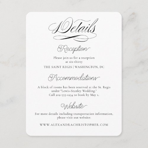 Classic Ampersand Invitation Information Cards