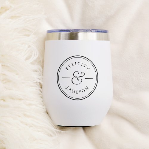 Classic Ampersand Personalized Wedding Thermal Wine Tumbler