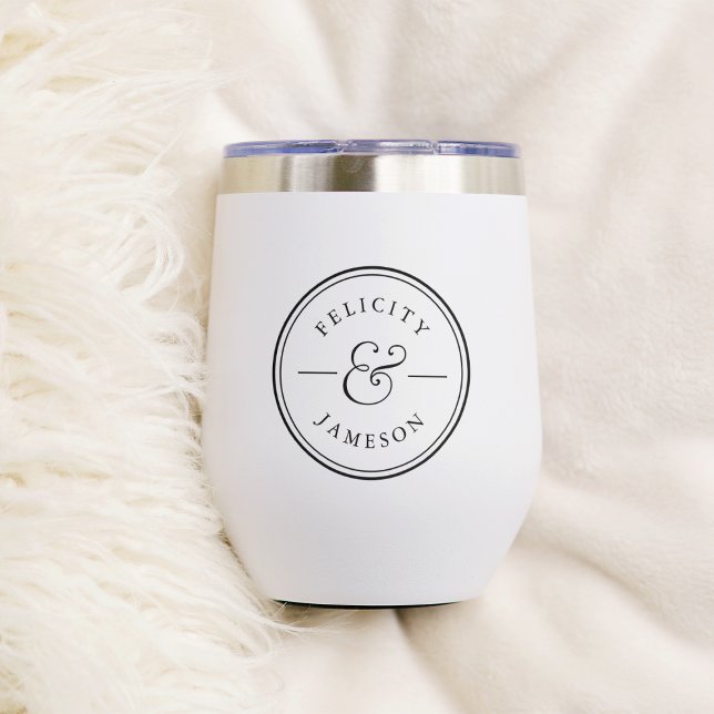 Classic Ampersand Personalized Wedding Thermal Wine Tumbler (Creator Uploaded)