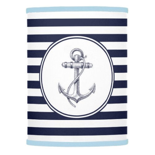 Classic Anchor and Blue Striped Lamp Shade